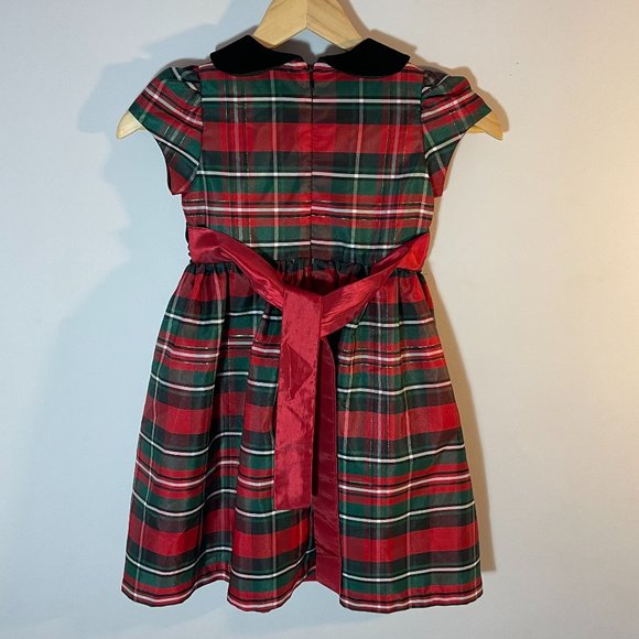 Jayne Copeland Holiday Dress Red Green Black Velvet Collar Tulle Lining Girls 6 - Picture 2 of 5